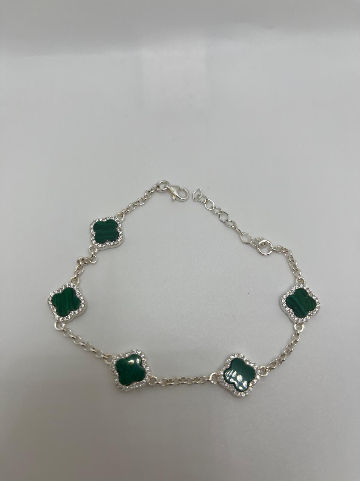 Green Clover CZ Bracelet– 925 Sterling Silver
