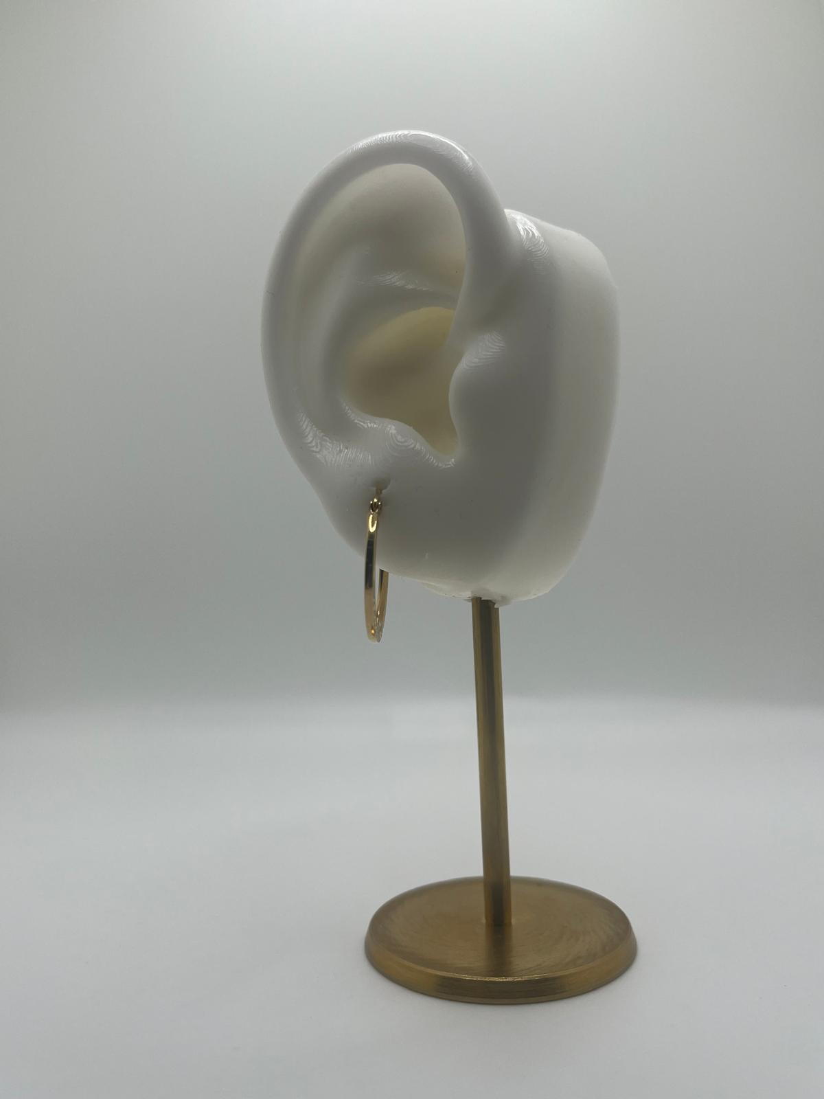 Aretes tipo argolla con talla de diamante macizo de 14 quilates, 1,5 mm