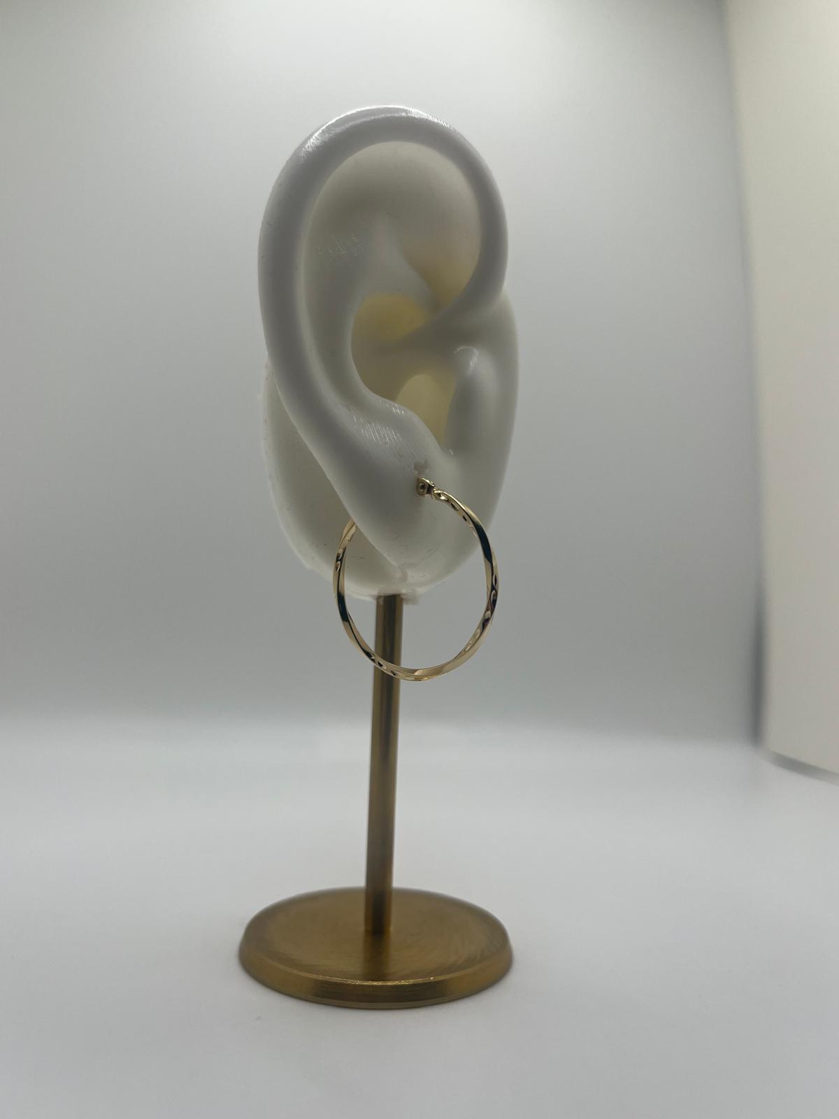 14K Gold Golden Twirl Hoops (047)