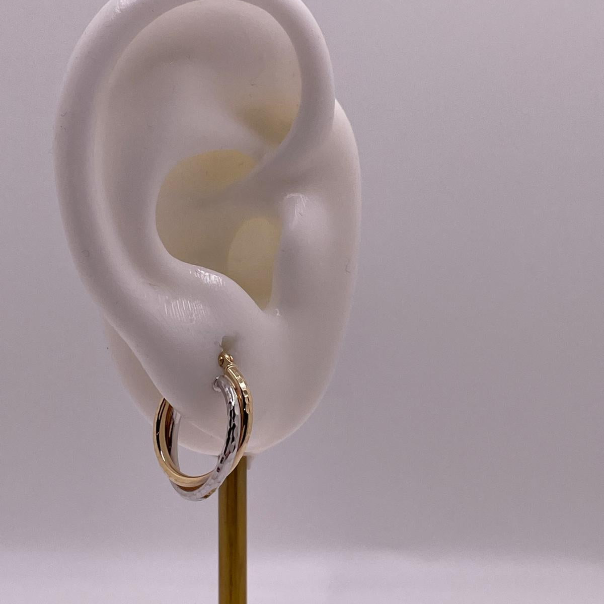 14K Gold Two-Tone Braided Hoops (022)