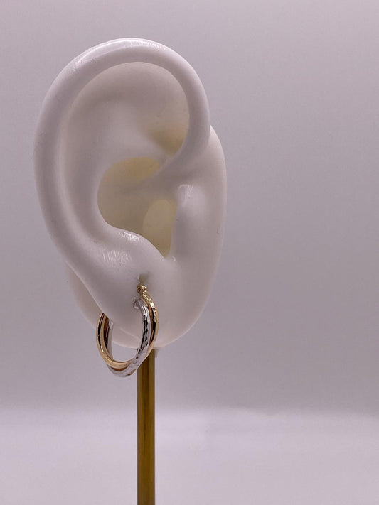 14K Gold Two-Tone Braided Hoops (022)