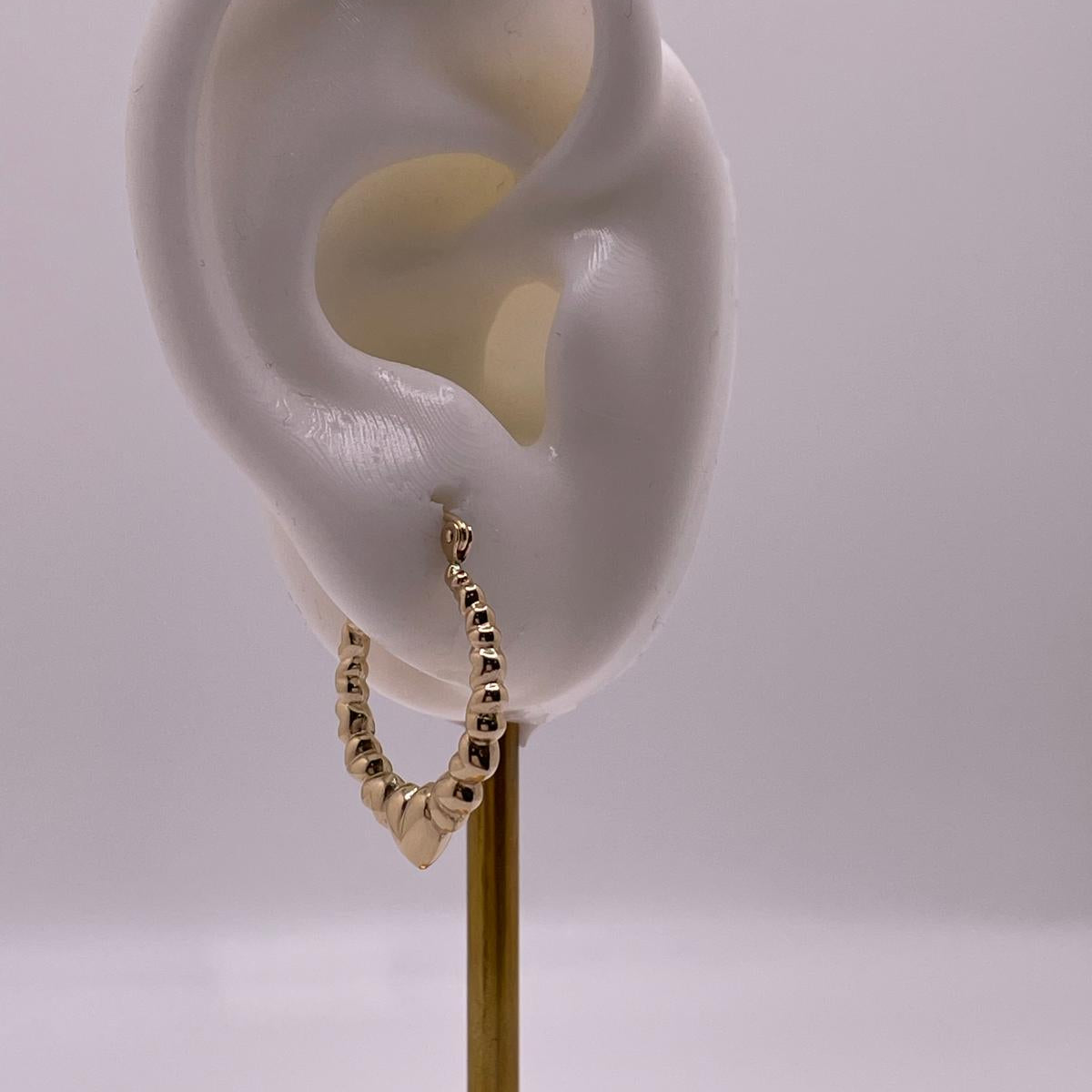 14k gold hollow heart hoop earrings (051)