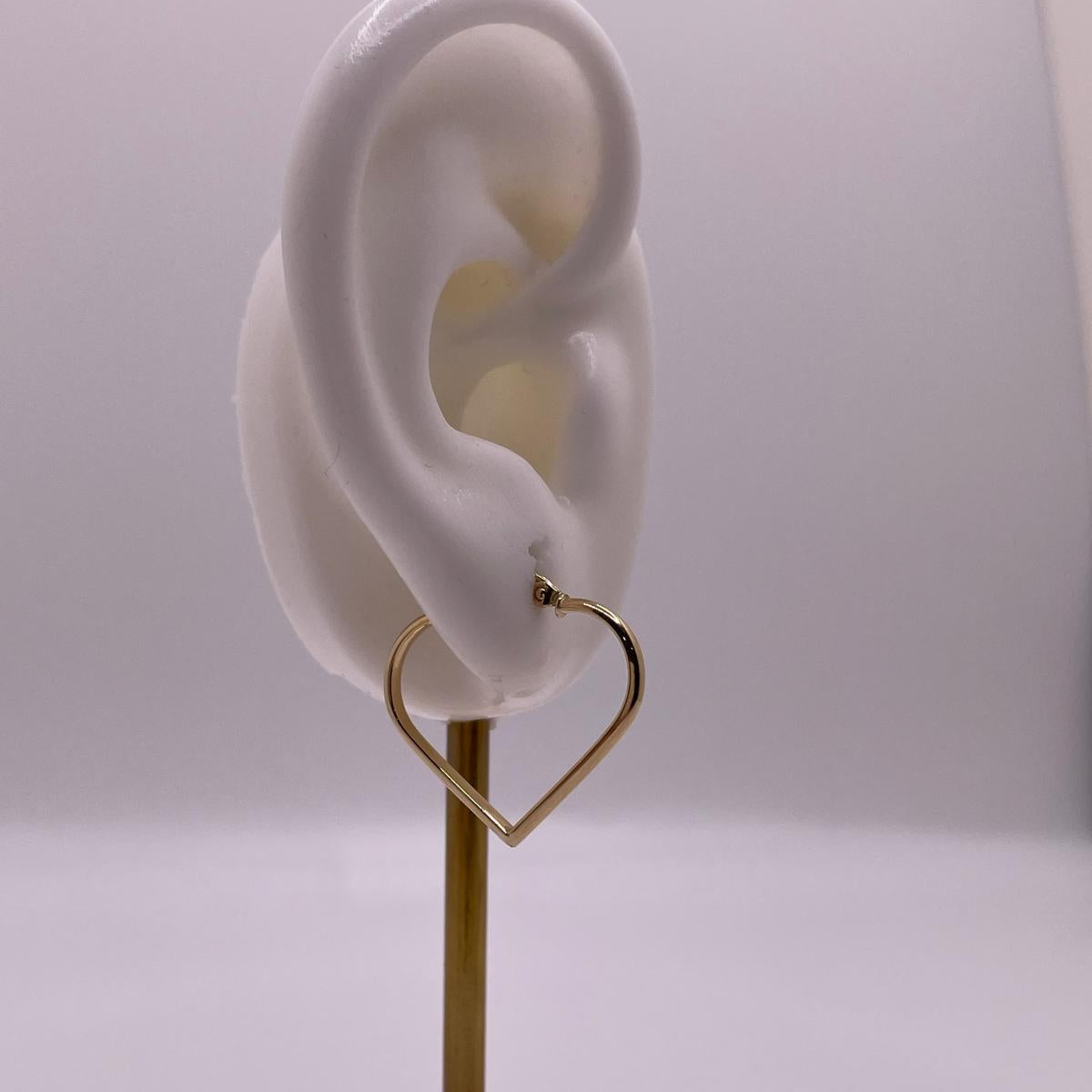 14K Gold Heart Tube Hoop Earrings (017)