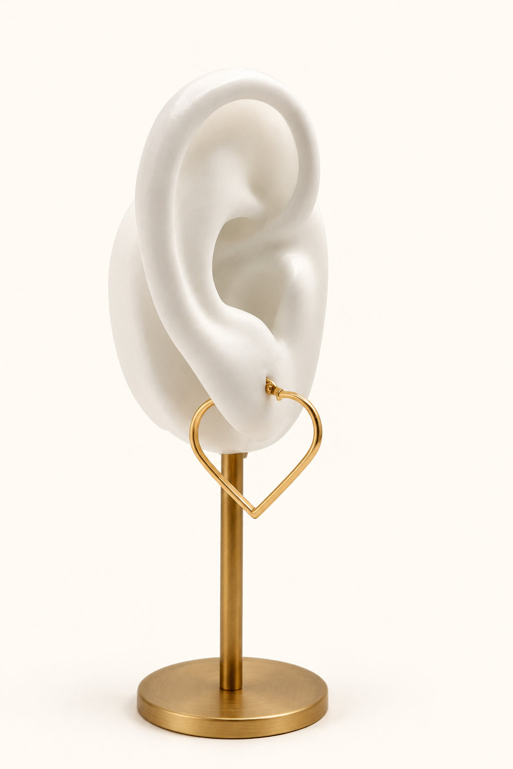 Pendientes de aro con forma de corazón en oro de 14 quilates (017)