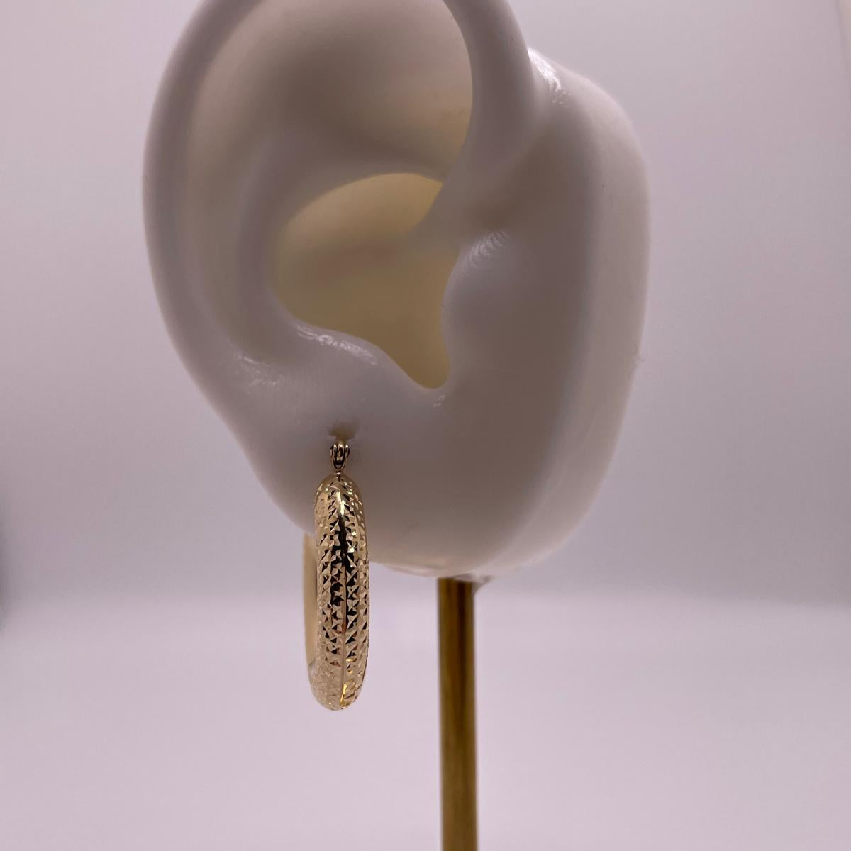 14k gold diamond cut tube hoop earrings (044)