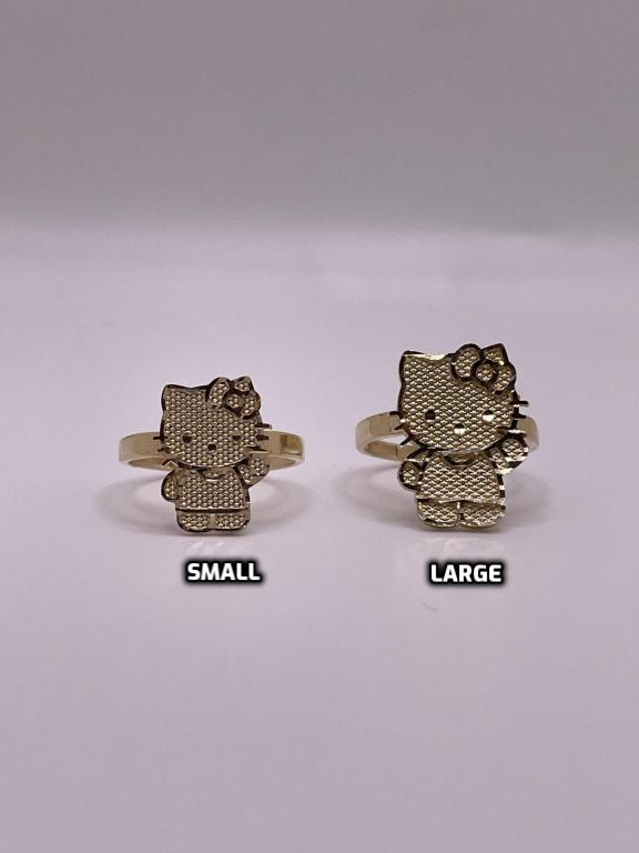 10K Gold Full Body Waving Hello Kitty Ring