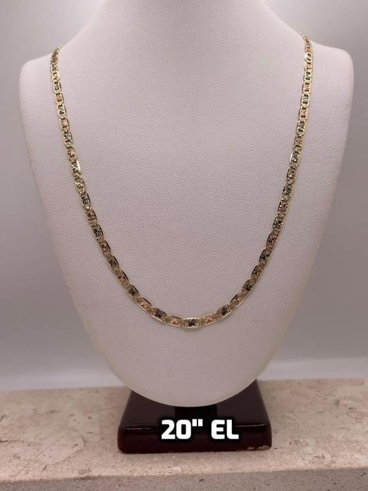 his and hers 14k gold 3-color valentino chain set