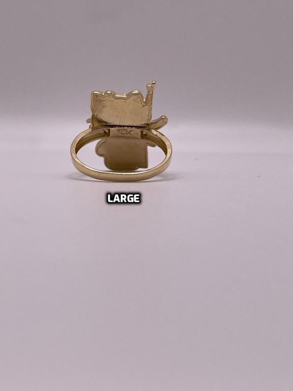 14K Gold Hello Kitty with AK Ring (Small, Medium or Large)