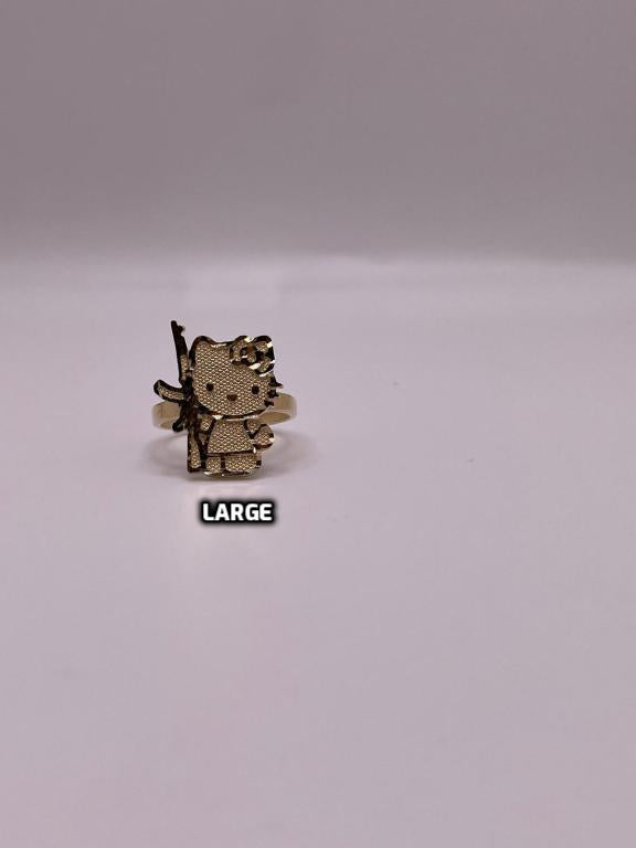 14K Gold Hello Kitty with AK Ring (Small, Medium or Large)