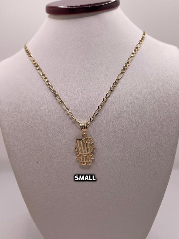 14k gold figaro chain with hello kitty pendant
