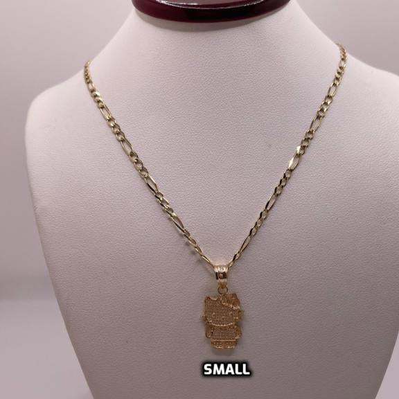 14k gold figaro chain with hello kitty pendant