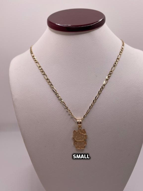 14k gold 18" figaro chain with hello kitty pendant