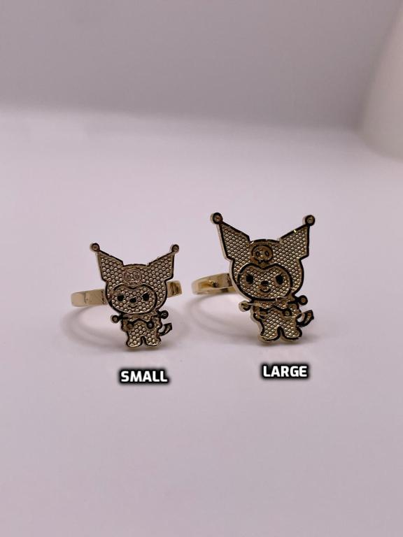 14K gold Kuromi ring with cubic zirconia accents, available in small and large sizes — Sanrio-inspired jewelry perfect for collectors and everyday wear