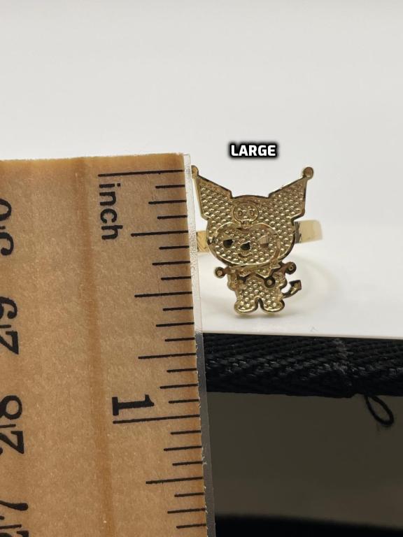 14K gold Kuromi ring large size with ruler for dimensions Sanrio-inspired jewelry with