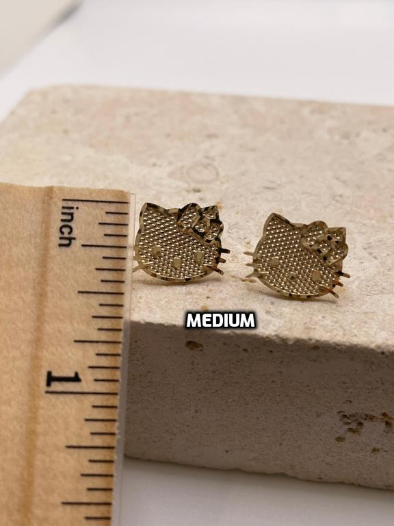 14k gold hello kitty face push-back earrings small, medium or large