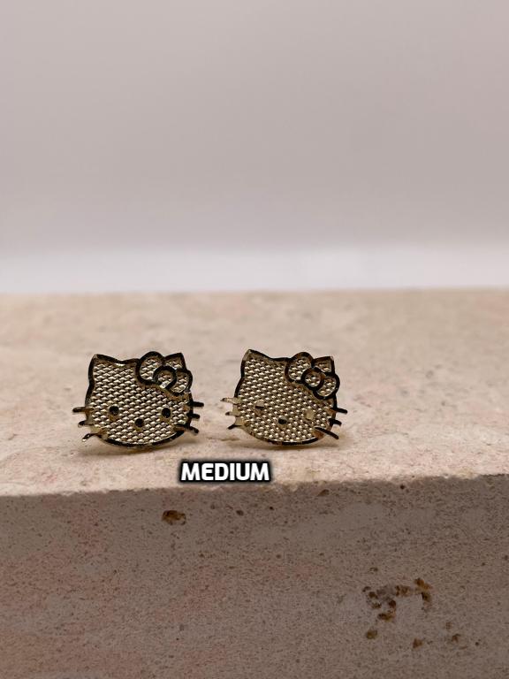 14k gold hello kitty face push-back earrings small, medium or large
