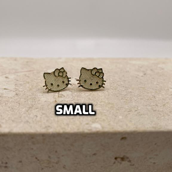 14k gold hello kitty face push-back earrings small, medium or large