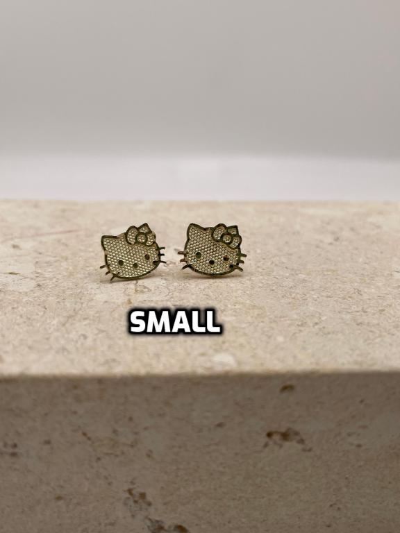 14k gold hello kitty face push-back earrings small, medium or large