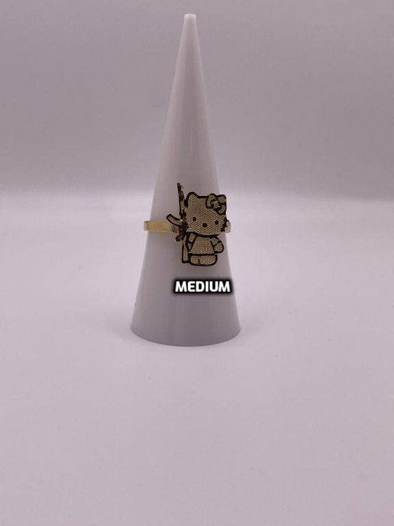 14K Gold Hello Kitty with AK Ring (Small, Medium or Large)