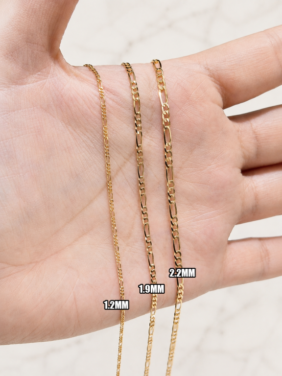 14K Gold Dainty Figaro Chain 1.2mm