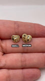 14K Gold Nugget Heart Stud Earrings – Small & Medium Sizes