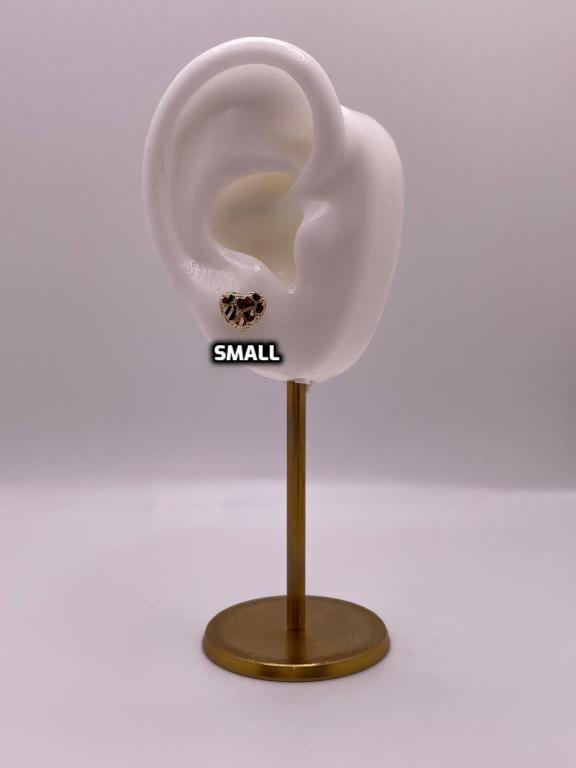 14K Gold Nugget Heart Stud Earrings – Small & Medium Sizes
