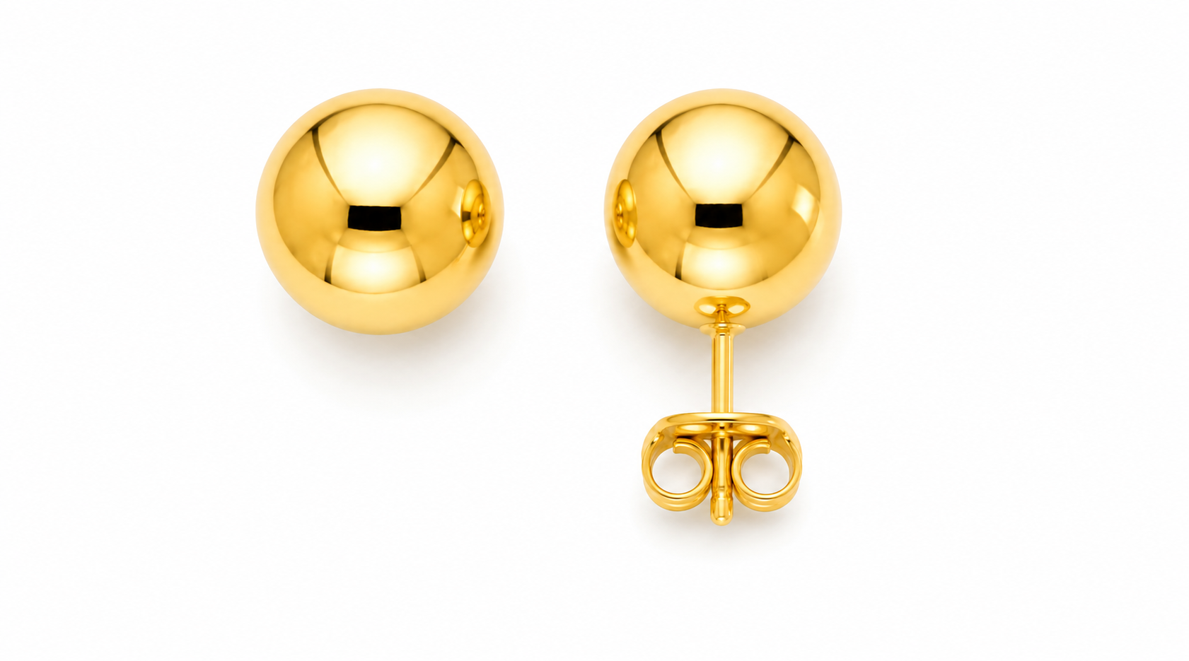 14K Gold 6mm Ball Stud Earrings (Butterfly Push Back)