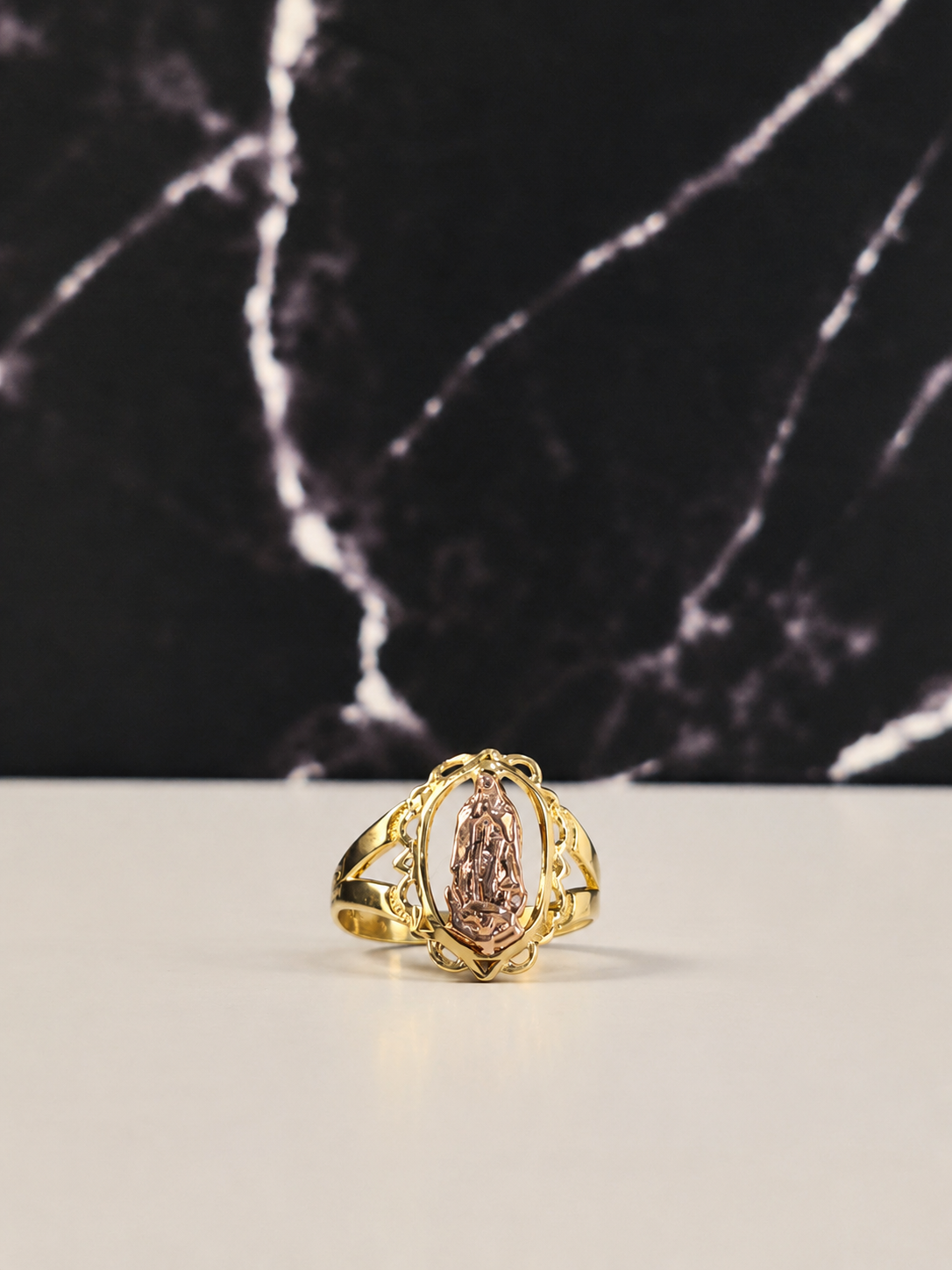 14K Gold Two Tone Virgencita Ring