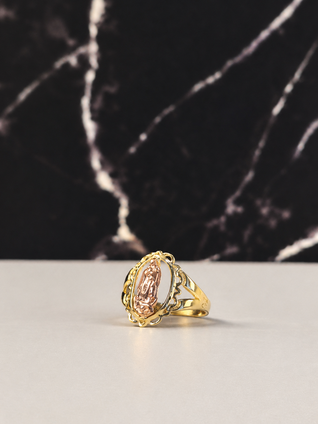 14K Gold Two Tone Virgencita Ring