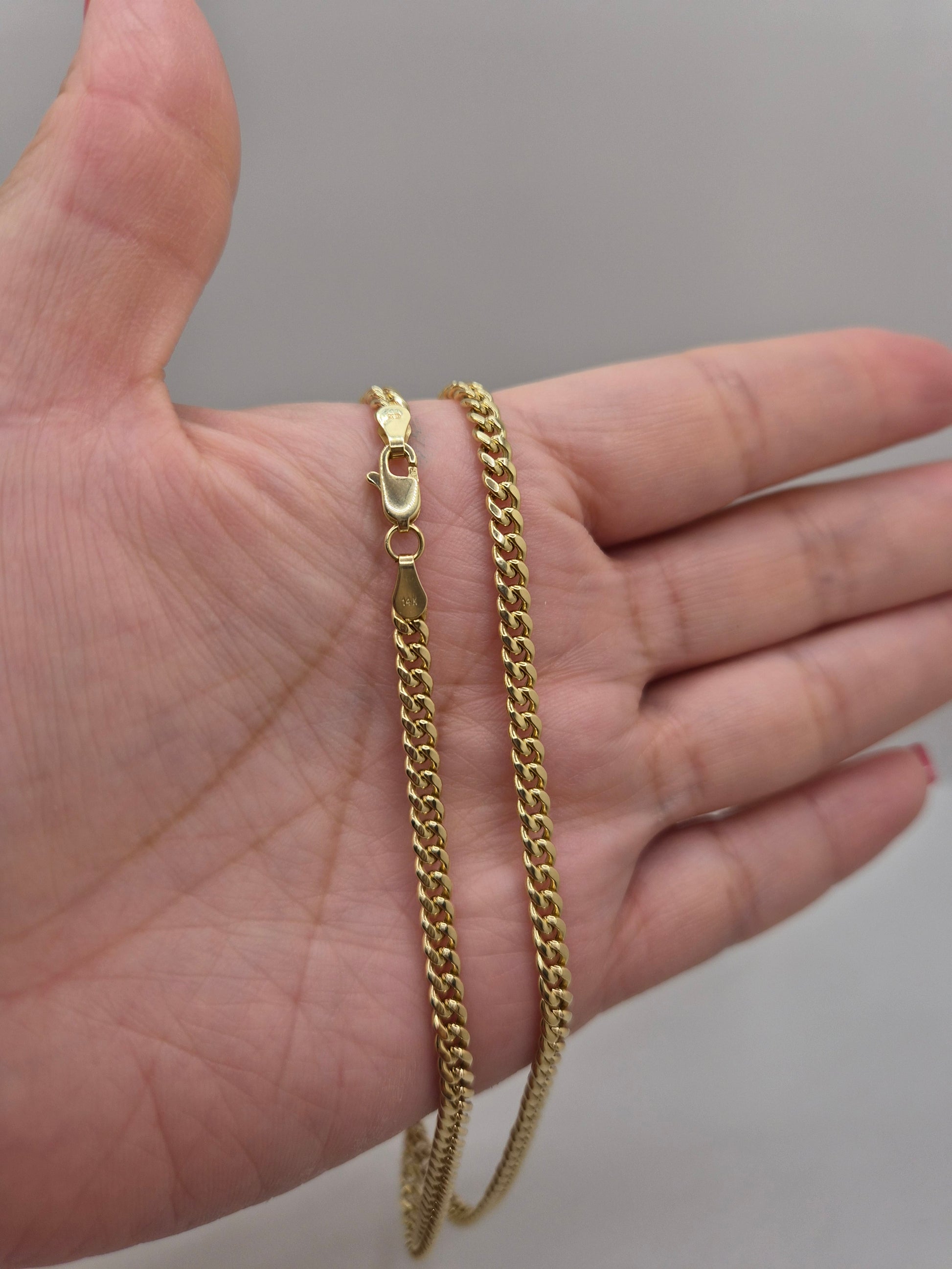 14K Gold 3.7mm Hollow Miami Cuban Chain