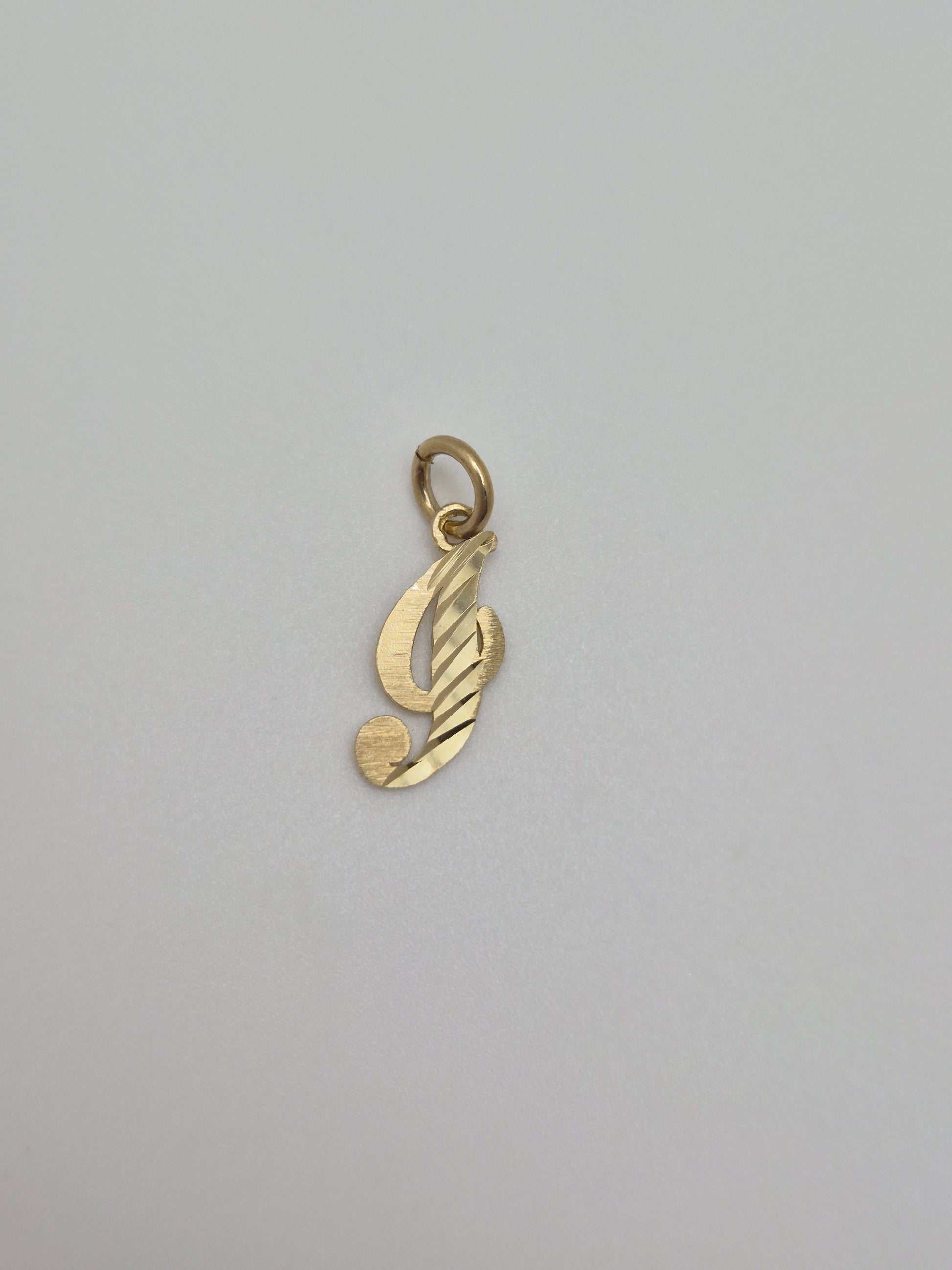 Cursive Diamond-Cut Mini Initial Pendant 14K Gold