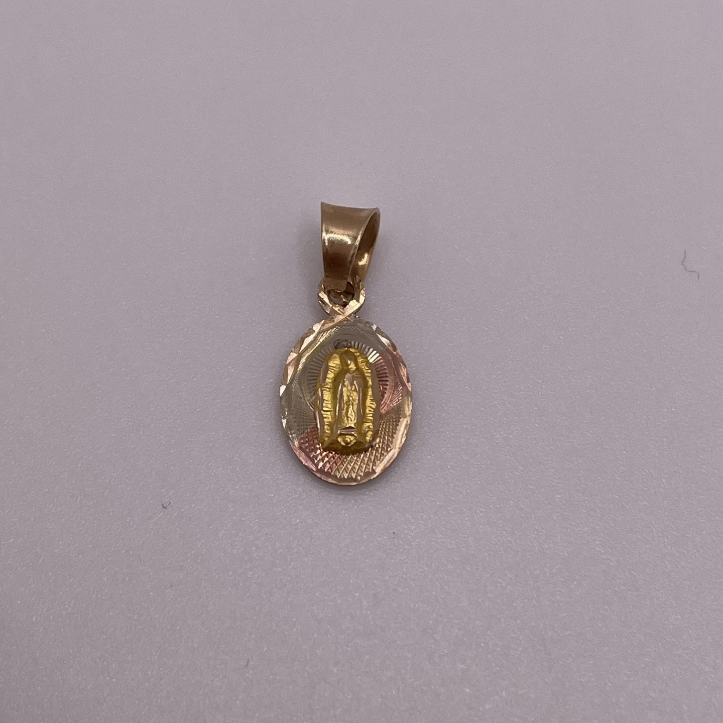 14K Gold Tri Color Mini Double Sided Pendant