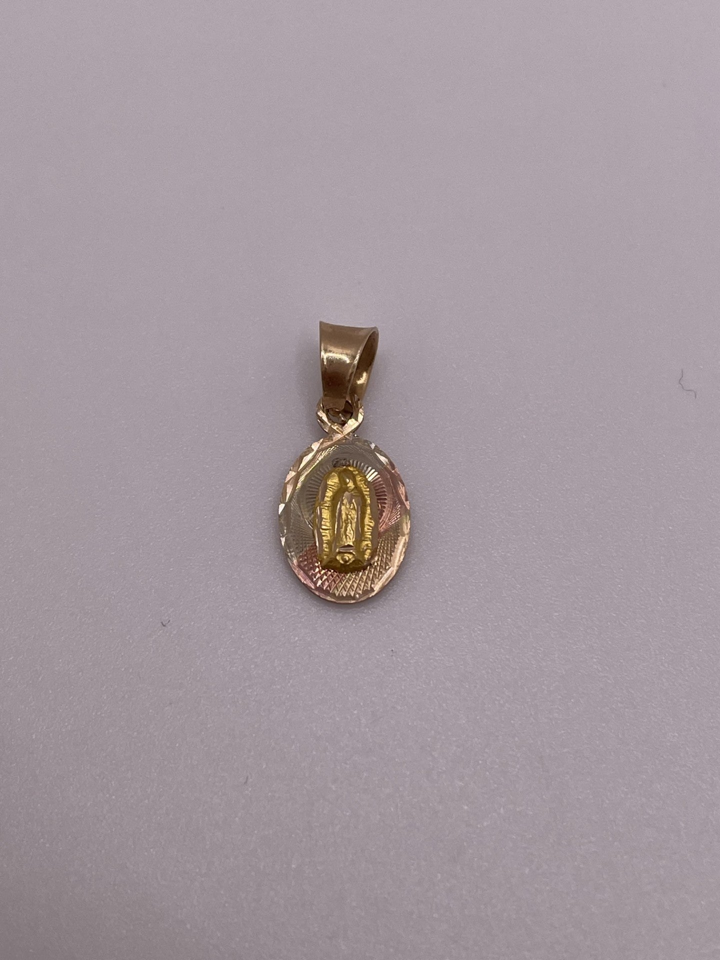 14K Gold Tri Color Mini Double Sided Pendant