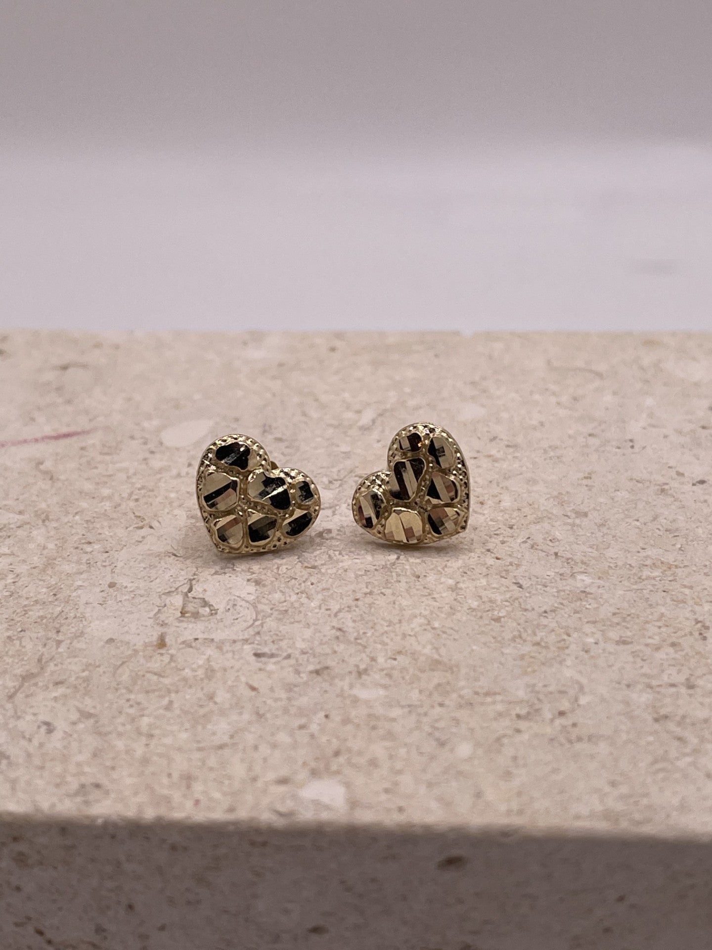 14k gold dainty heart nugget earrings