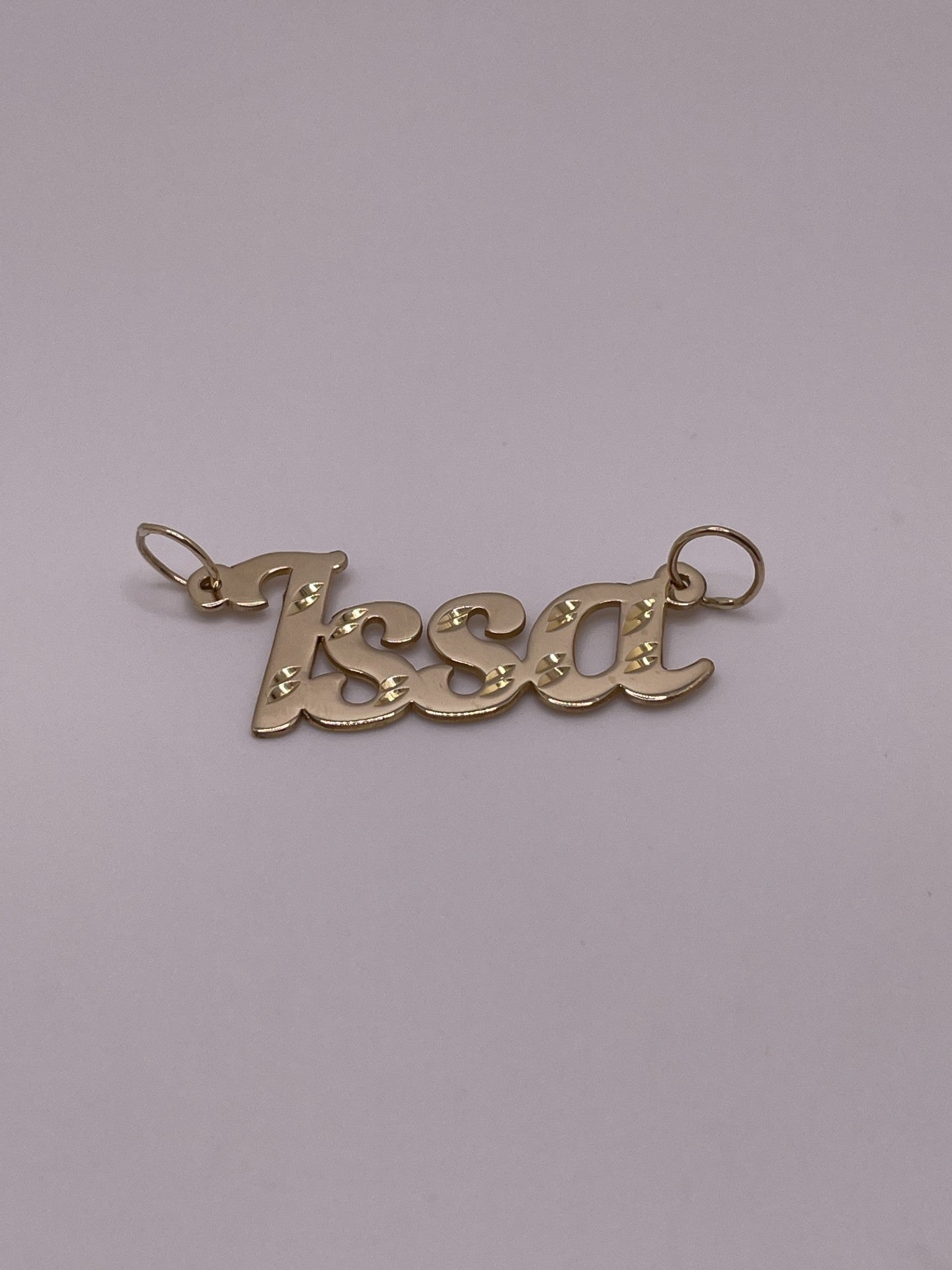 14K Gold Custom Name Pendant with Diamond-Cut Detailing