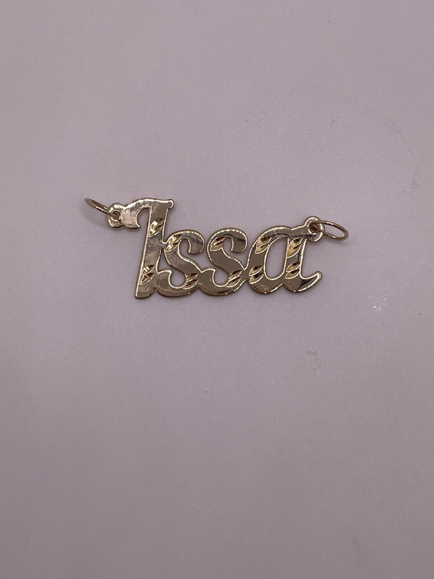 14K Gold Custom Name Pendant with Diamond-Cut Detailing