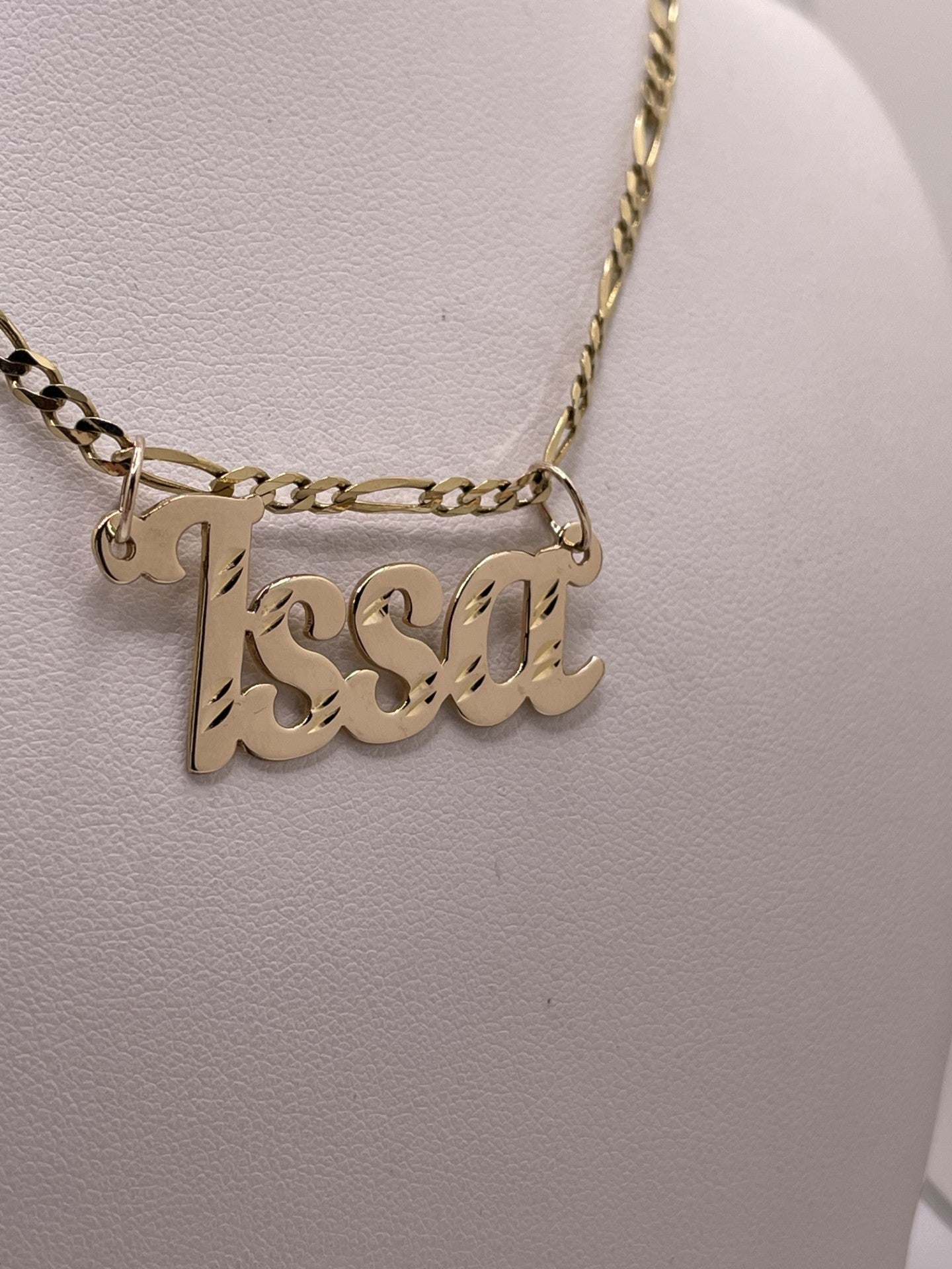 14K Gold Custom Name Pendant with Diamond-Cut Detailing