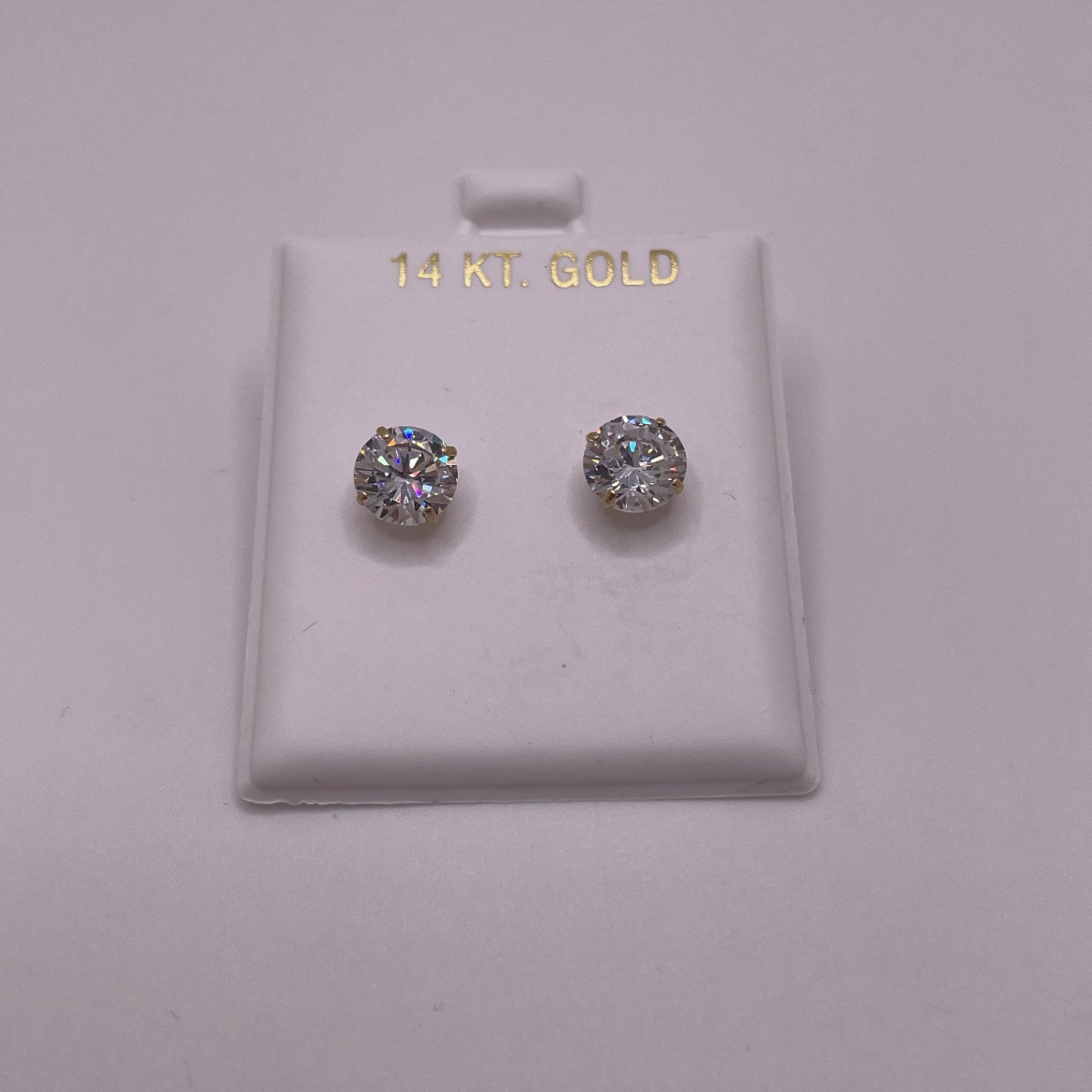 14K gold 7mm cubic zirconia screw back stud earrings — secure fit, classic everyday jewelry