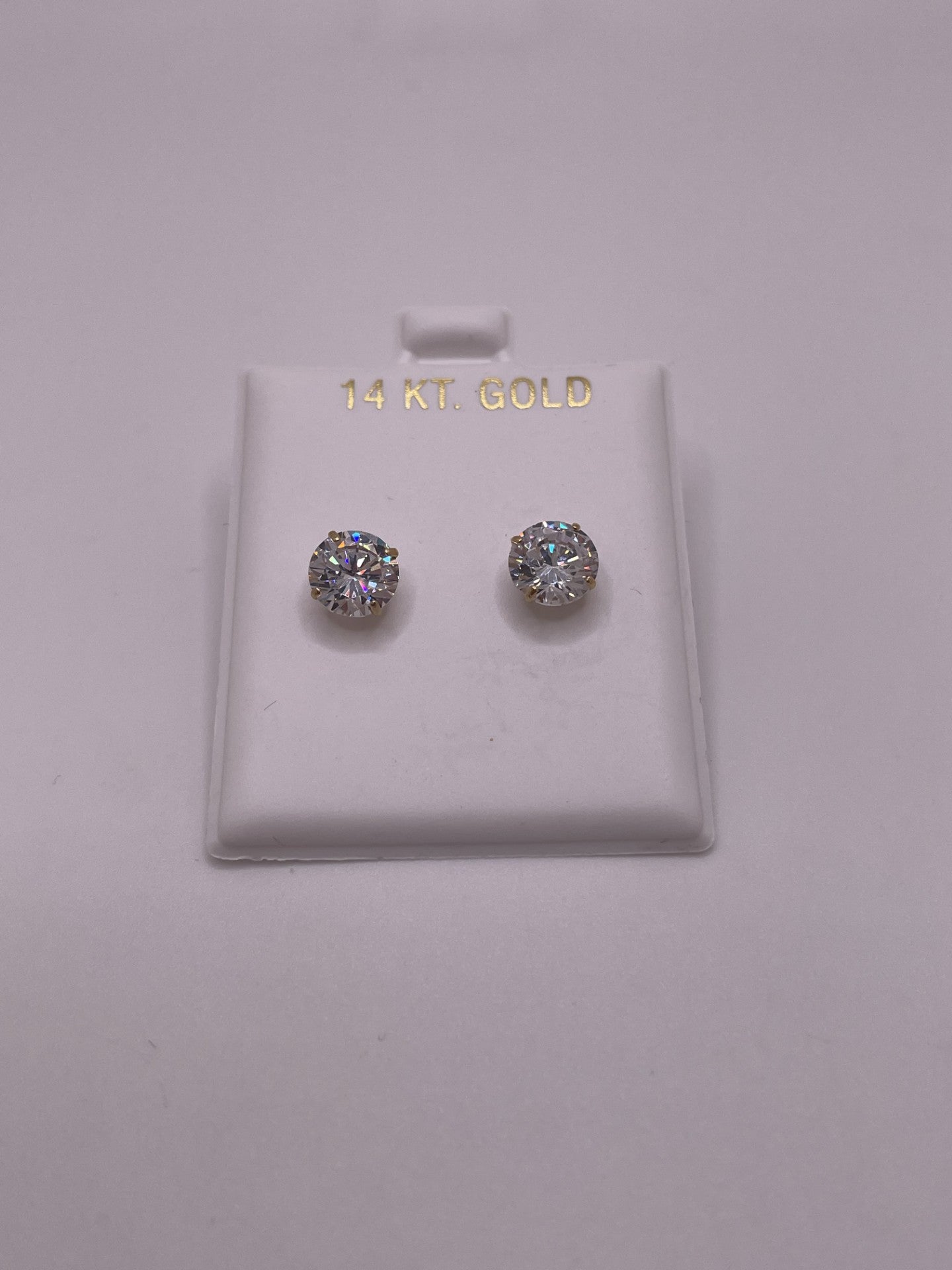 14K gold 7mm cubic zirconia screw back stud earrings — secure fit, classic everyday jewelry