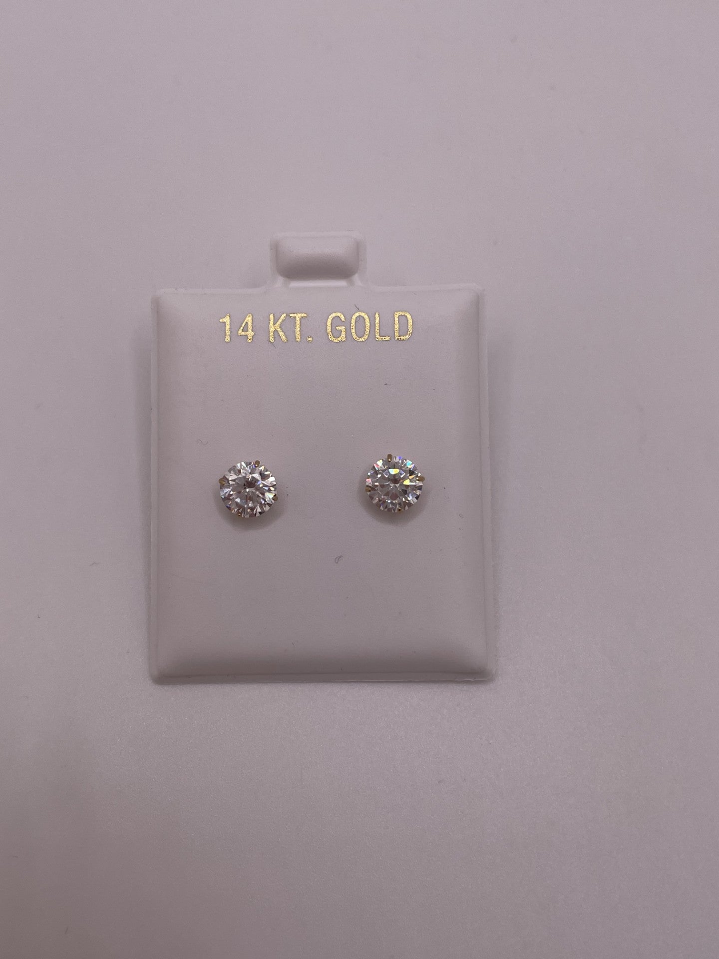 14K Gold 6MM Round CZ Earrings