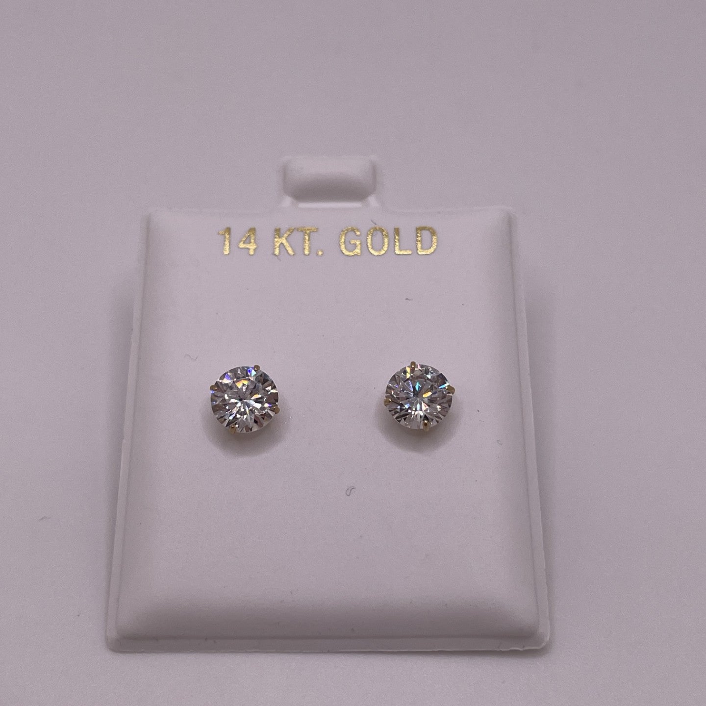 14K Gold 6MM Round CZ Earrings