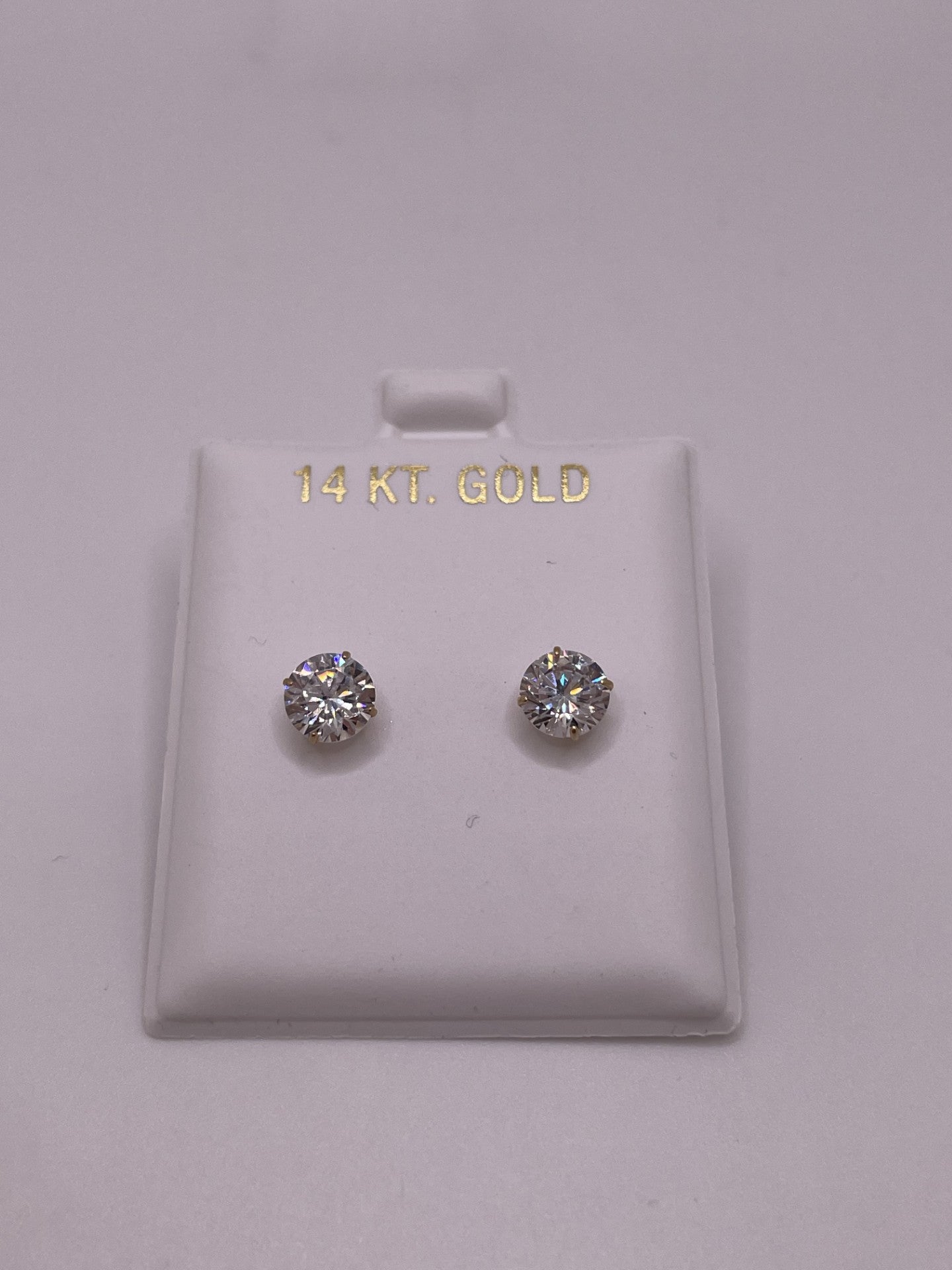 14K Gold 6MM Round CZ Earrings