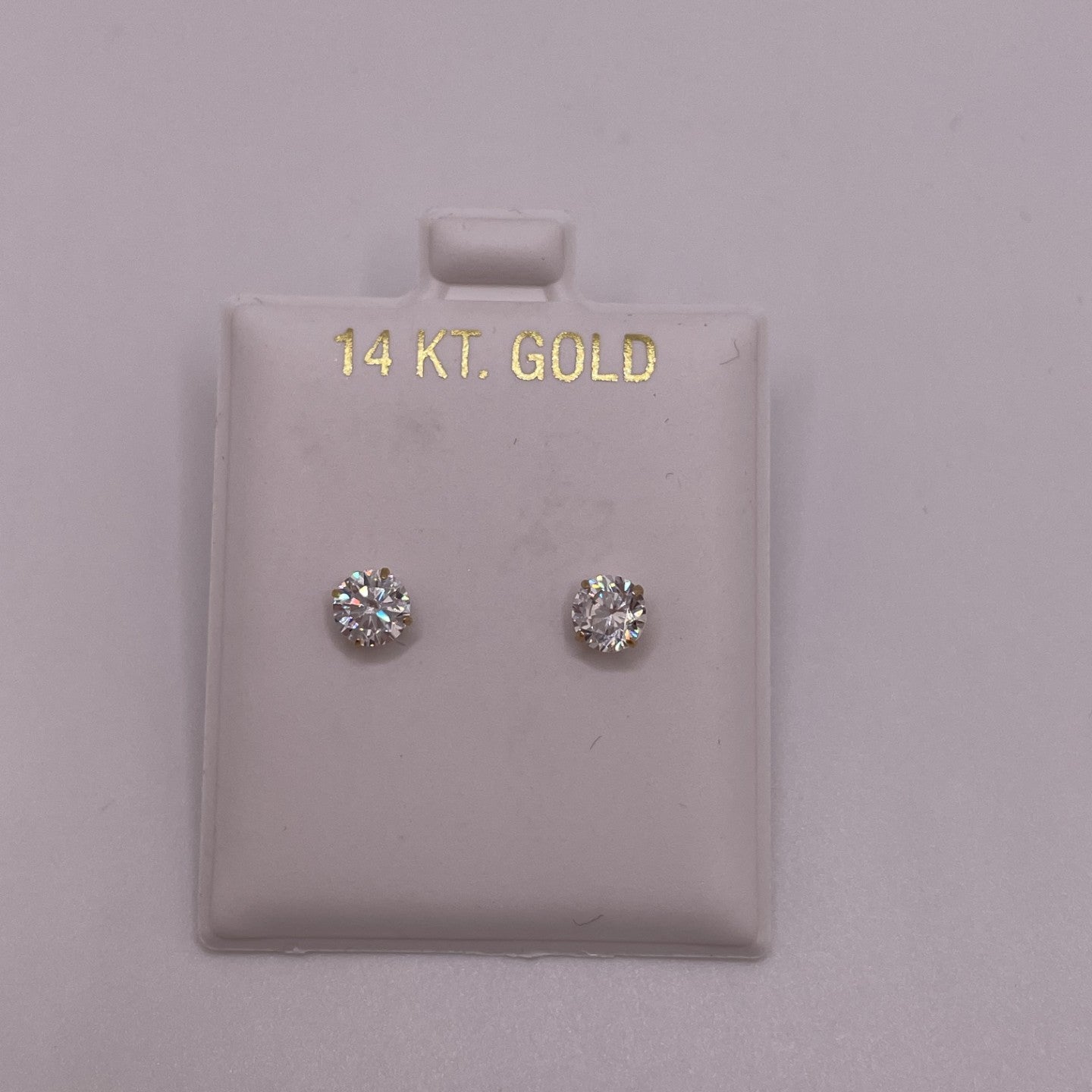14k gold white cz stud earrings 5mm