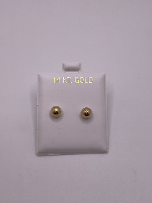14K Gold 6mm Ball Earrings